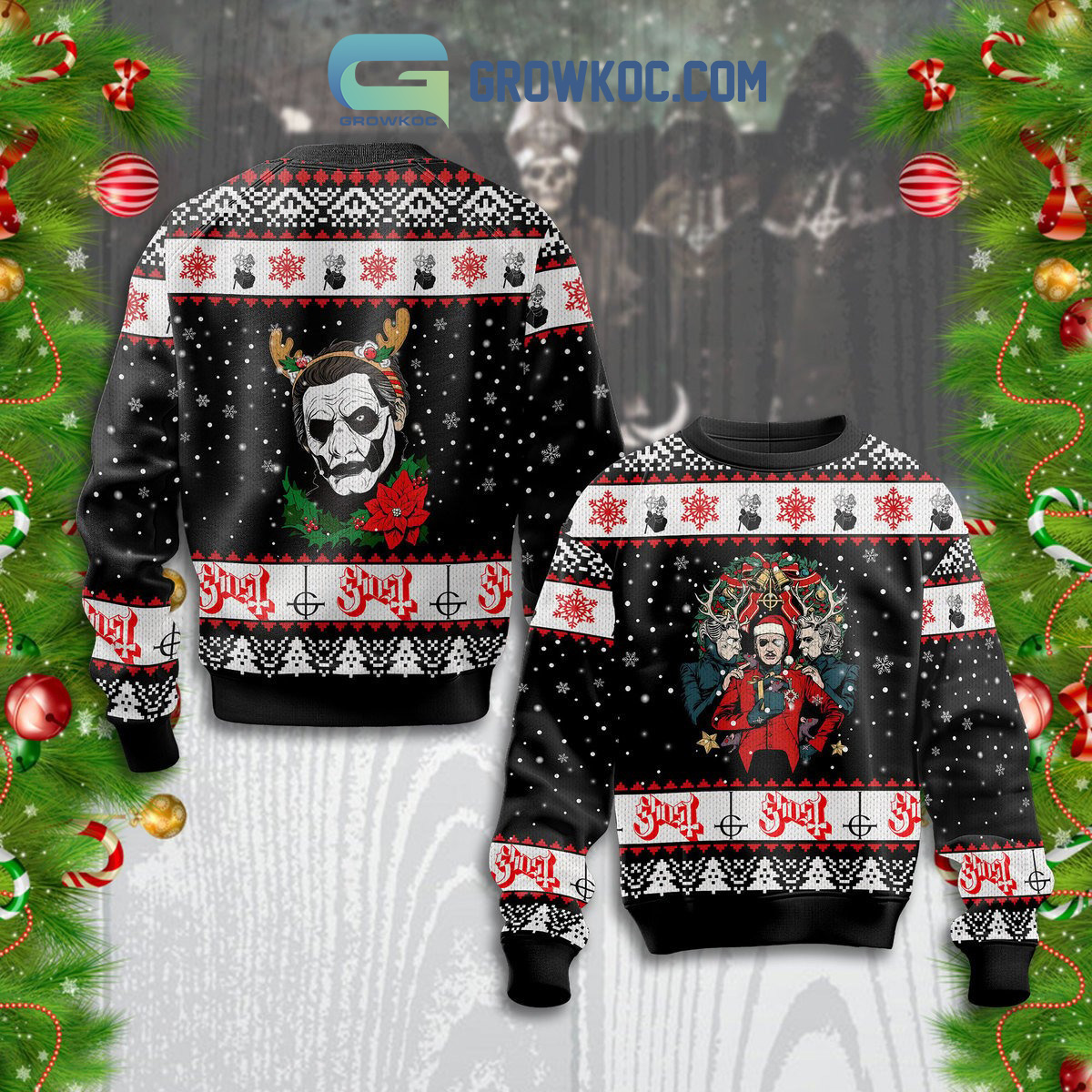 Ghost Rock Band Christmas Ugly Sweater2B1 wkULi