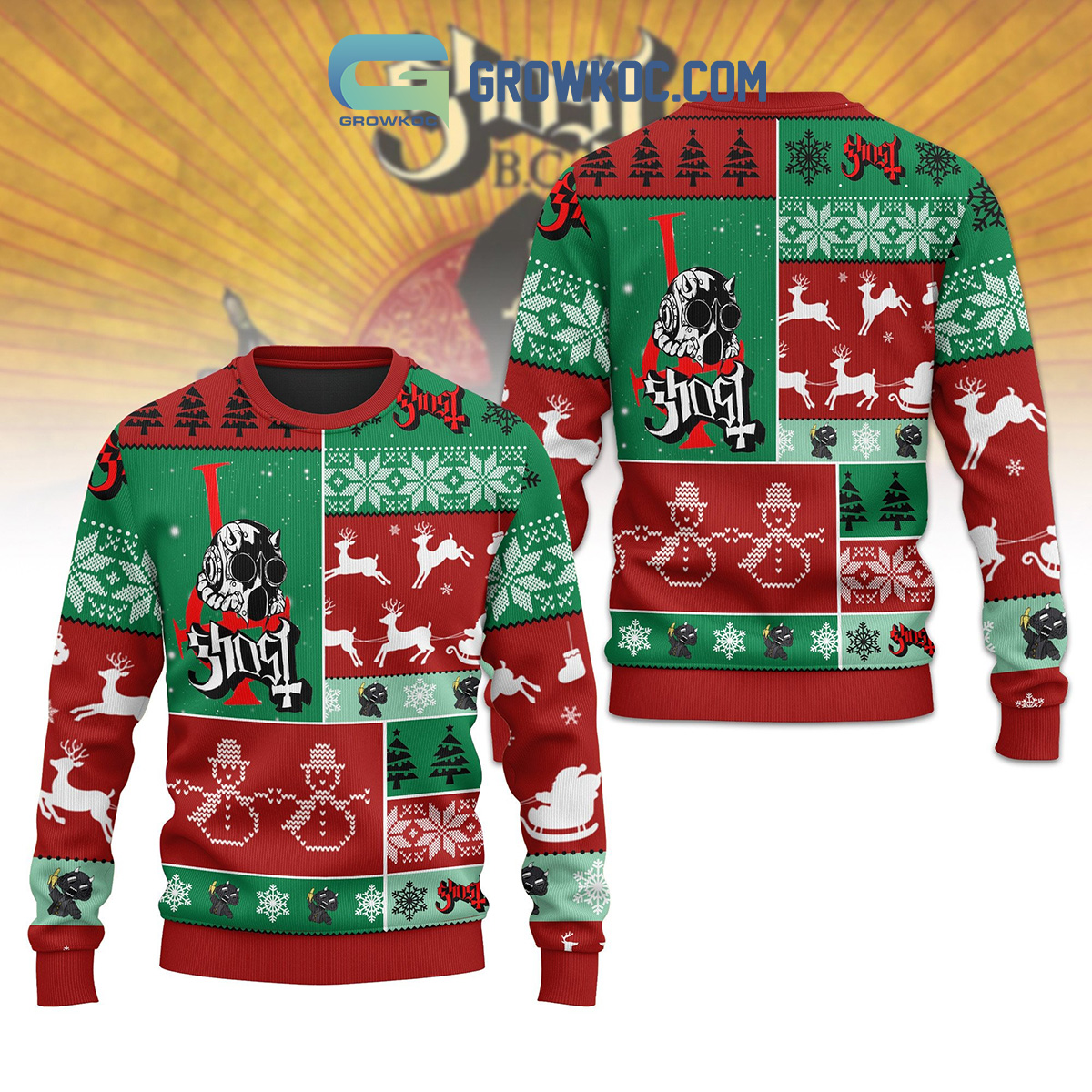 Ghost Snow Christmas Ugly Sweater2B1 BHTTV