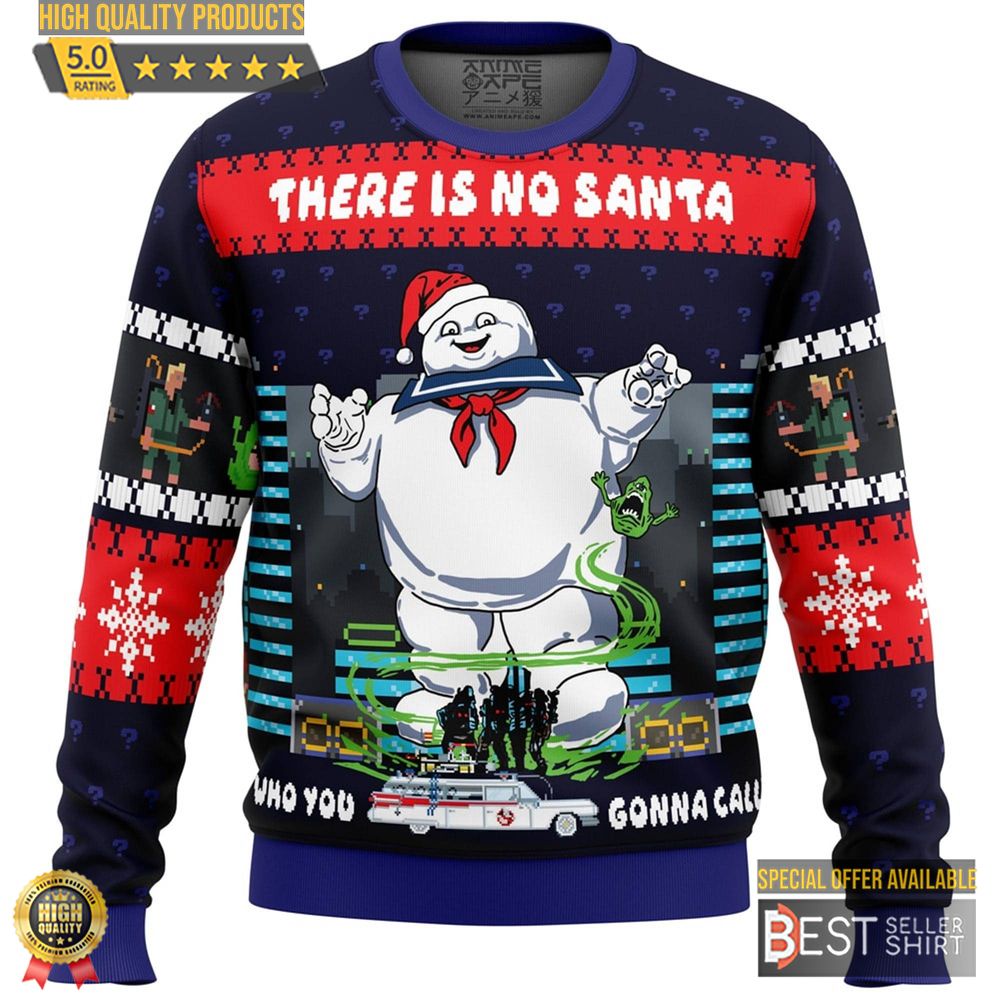 Ghostbusters Ugly Christmas Sweatshirt Stay Puft Marshmallow Man Ugly Sweater There Is No Santa Ghostbusters Christmas 1