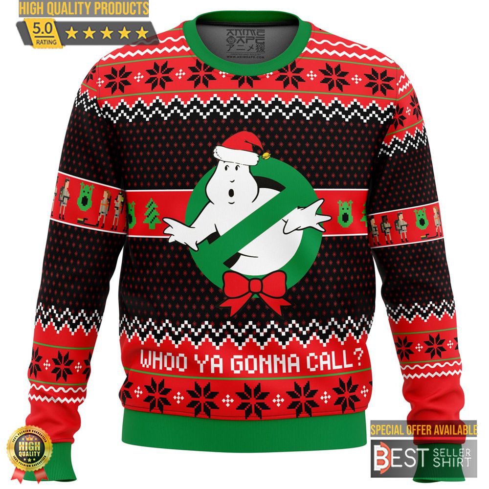 Ghostbusters Ugly Christmas Sweatshirt Who You Gonna Call Ghostbusters Ugly Sweater Slimer Stay Puft Marshmallow 1