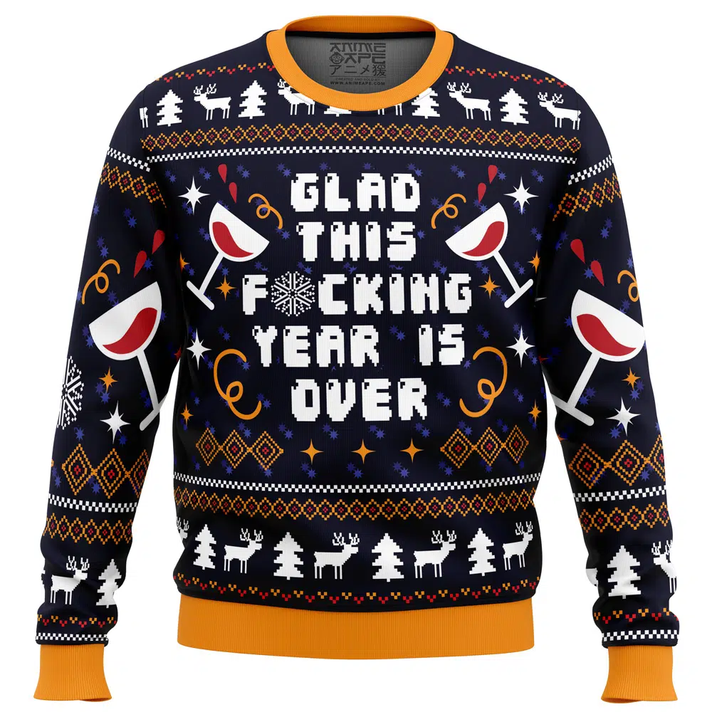 Glad This Fucking Year is Over PC Ugly Christmas Sweater FRONT mockup