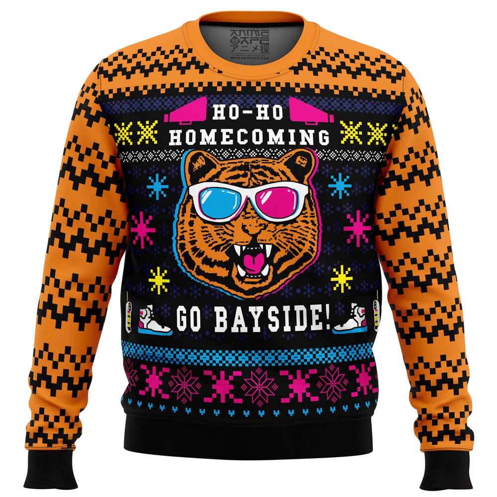 Go Bayside Saved by the Bell PC Ugly Christmas Sweater front mockup