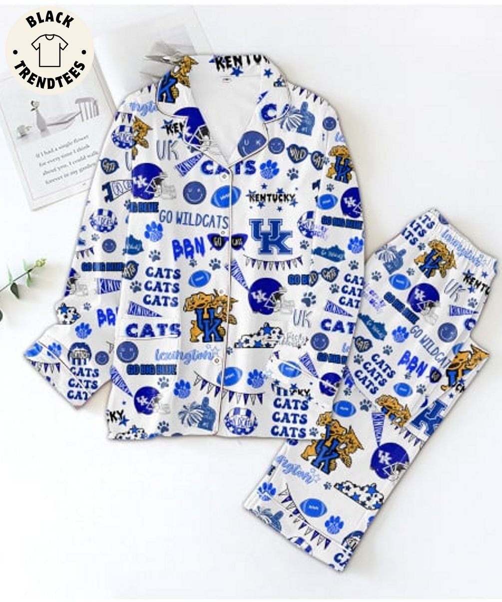 Go Big Blue Kentuckey Wild Cat White Pijamas Set bbc122 0