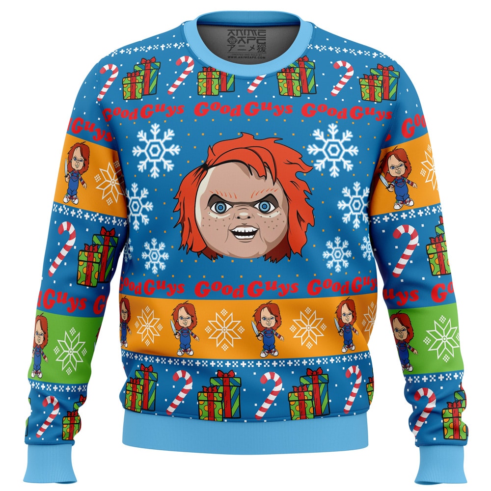 Good Guys Chucky PC Ugly Christmas Sweater front mockup