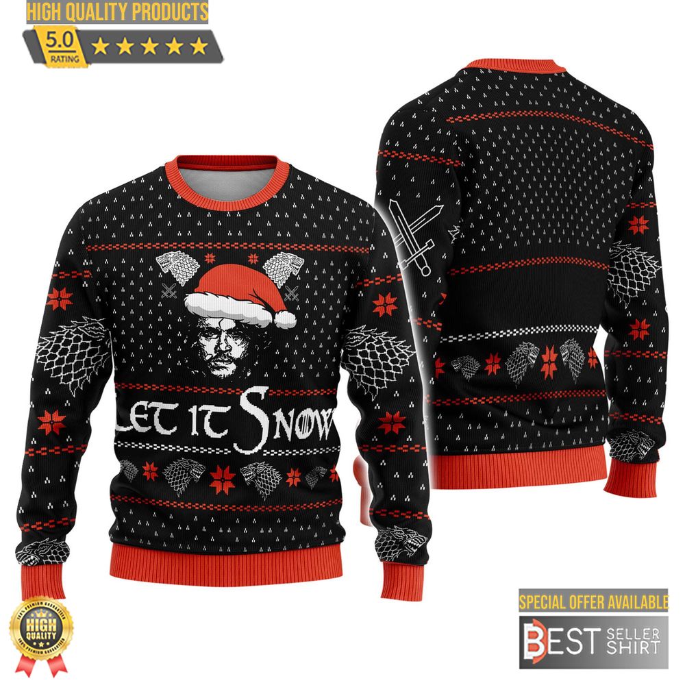 Got Movie Ugly Christmas Sweatshirt Jon Snow House Targaryen Ugly Sweater Let It Snow 1