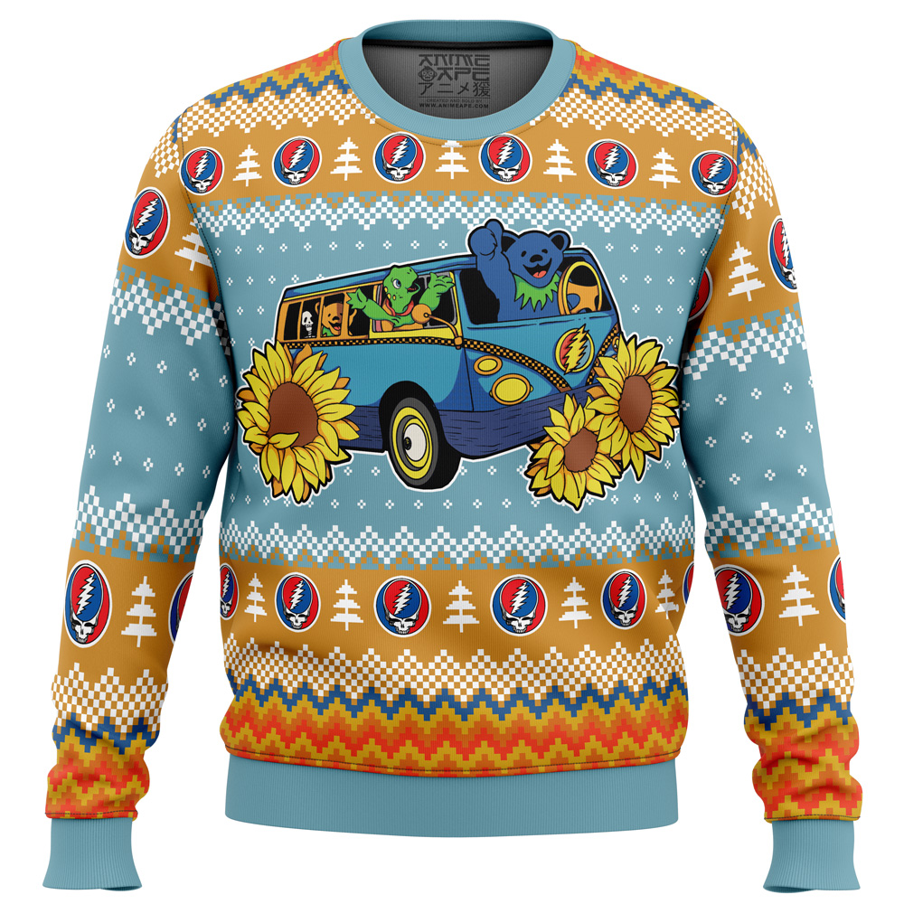 Grateful Dead Bus Grateful Dead Ugly Christmas Sweater FRONT mockup