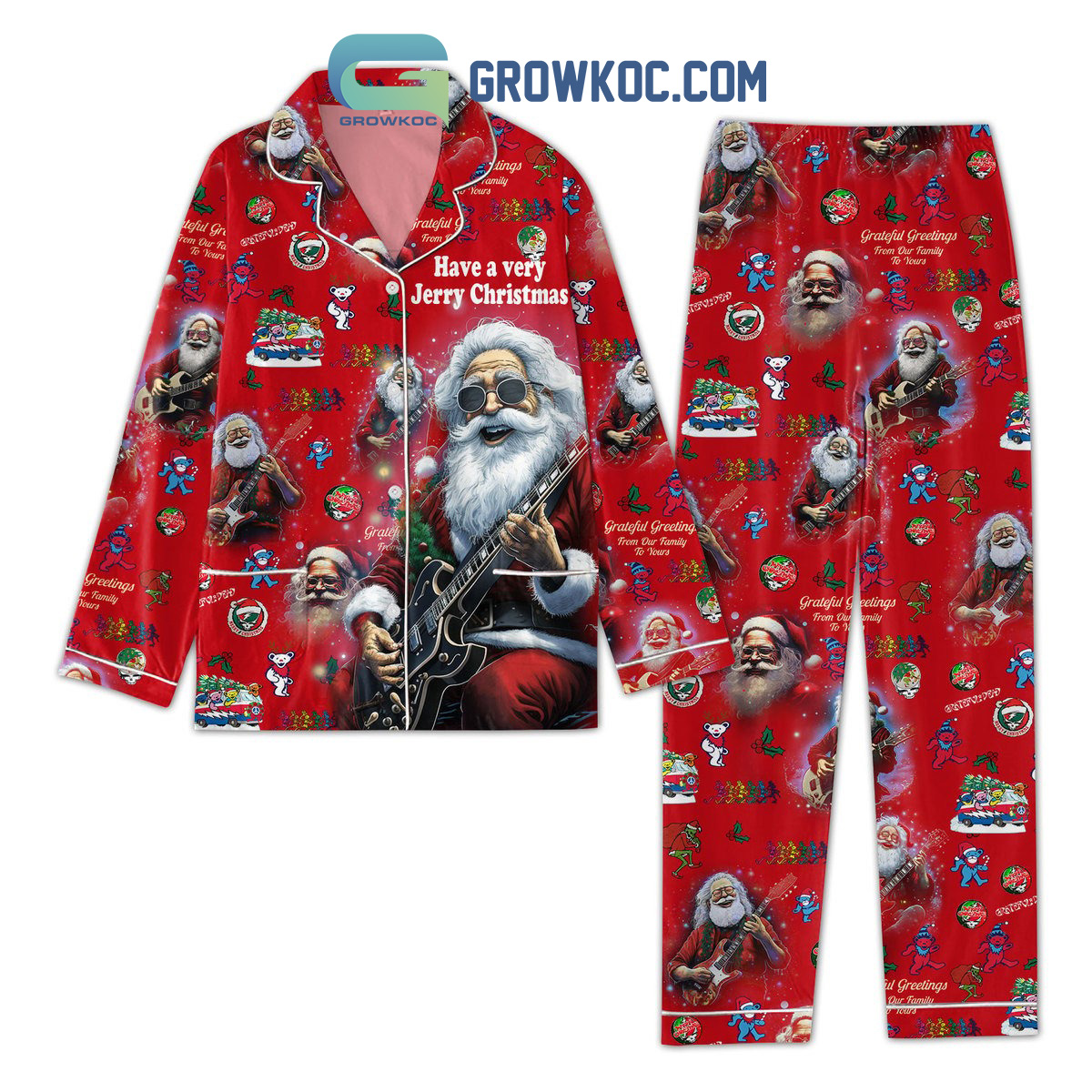 Grateful Dead Have A Very Jerry Christmas Pajamas Set2B1 Nh3HS