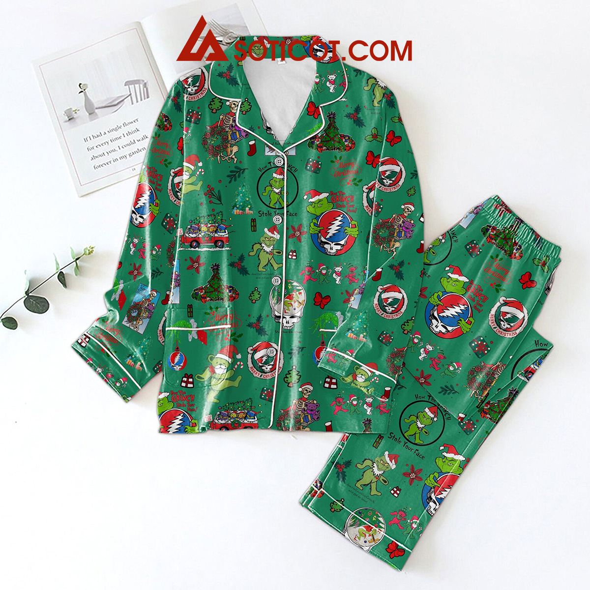 Grateful Dead How The Grinch Stole Your Face Pajamas Set2B1 LXGy6