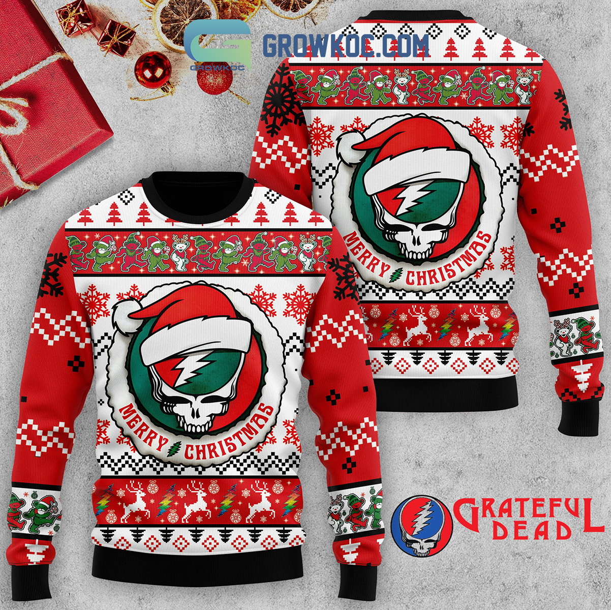 Grateful Dead Merry Christmas Ugly Sweater2B1 L06UP