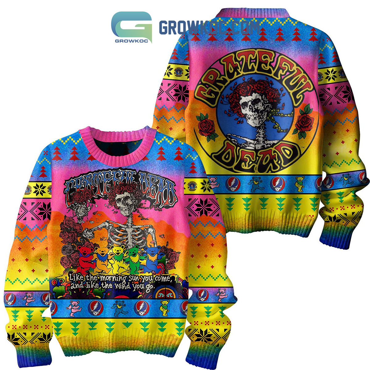 Grateful Dead The Dancing Bears Christmas Seasons Greetings Ugly Sweater2B1 HTAnT