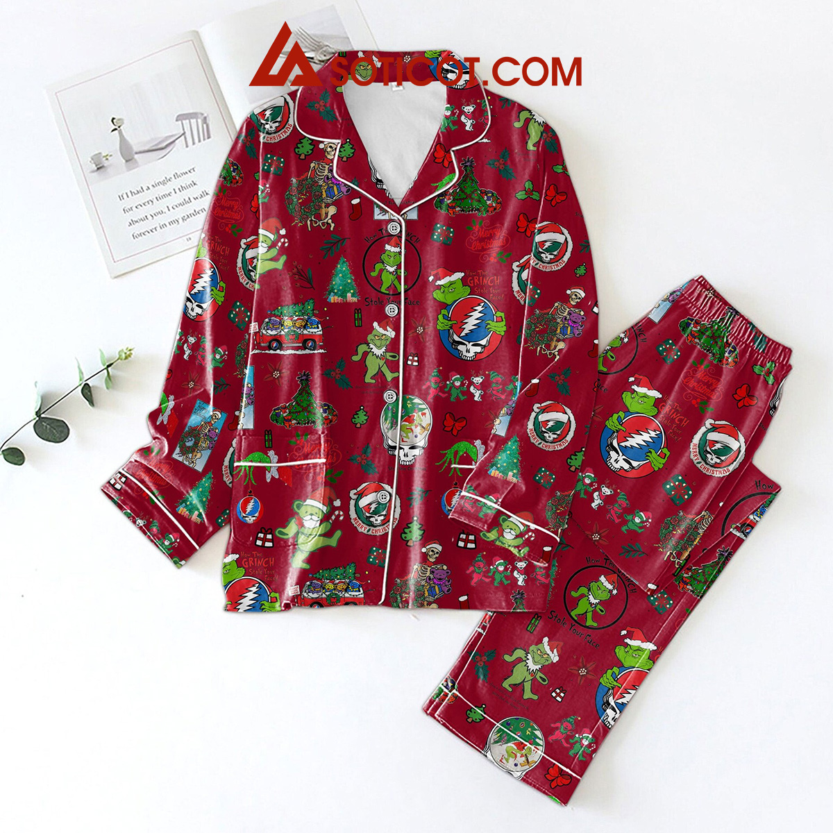 Grateful Dead The Grinch Merry Christmas Pajamas Set2B1 QVBeV