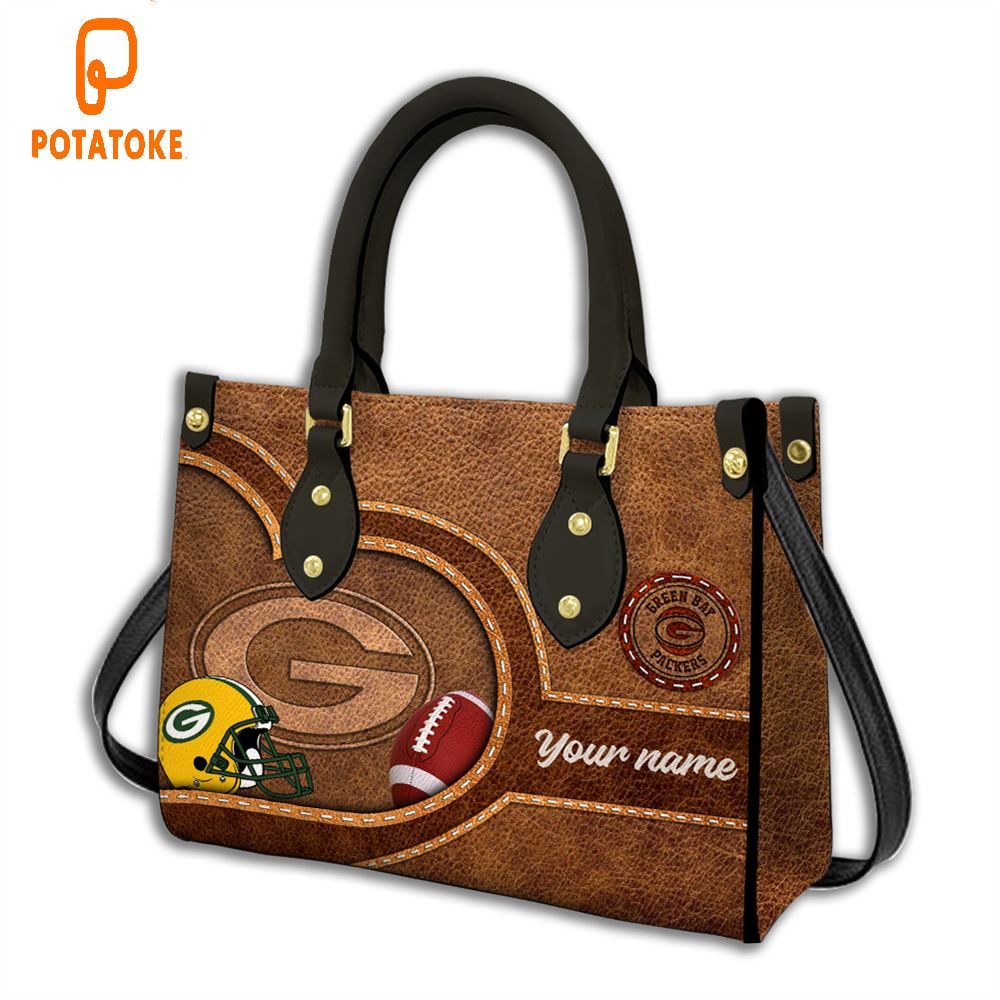 Green Bay Packers Custom Name NFL Leather Bag