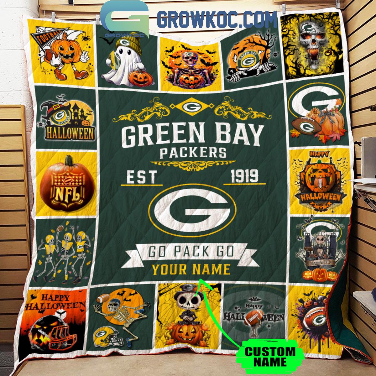 Green Bay Packers Go Pack Go Est. 1919 Personalized Fleece Blanket Quilt 1 sGj5t