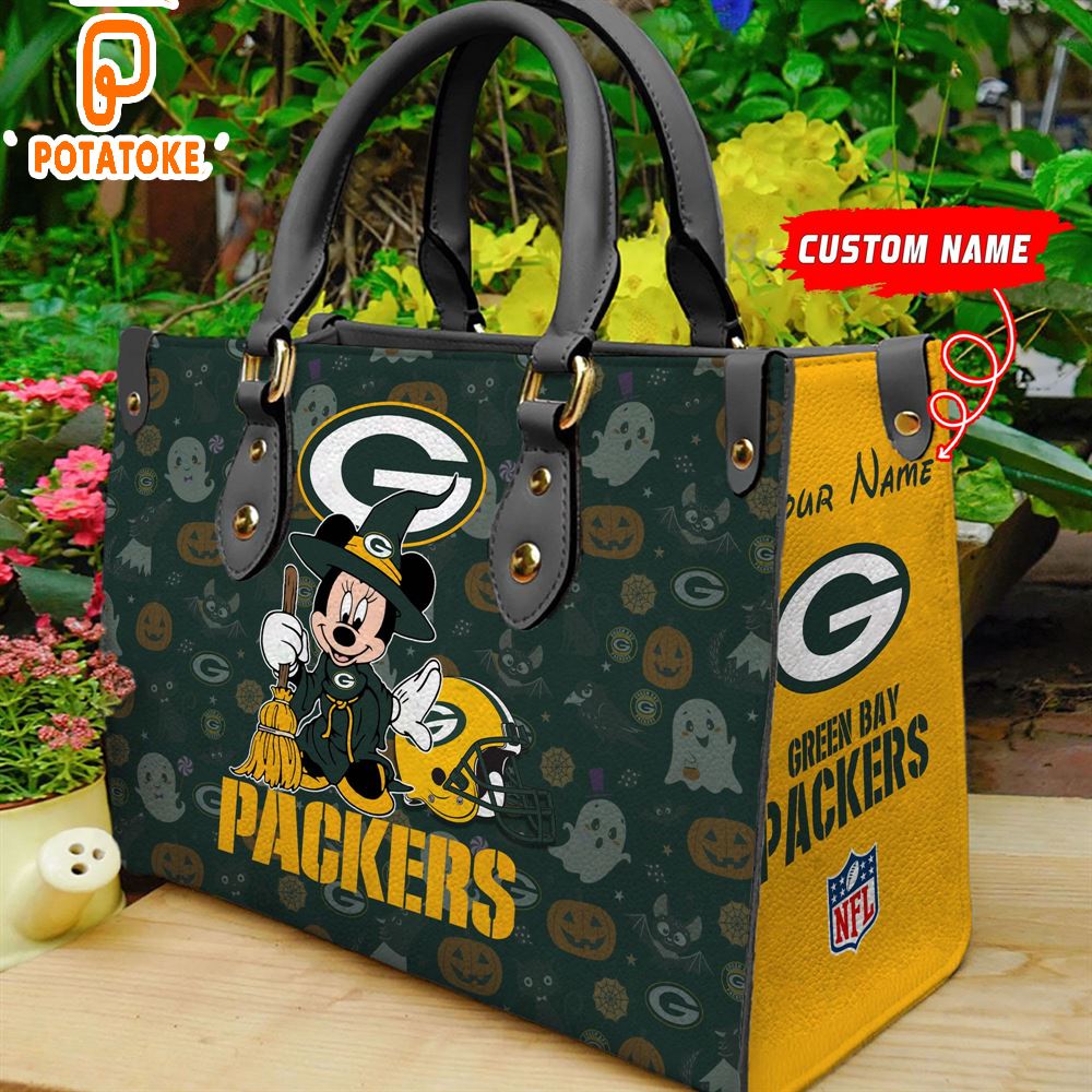 Green Bay Packers NFL Minnie Halloween Women Leather Hand Bag