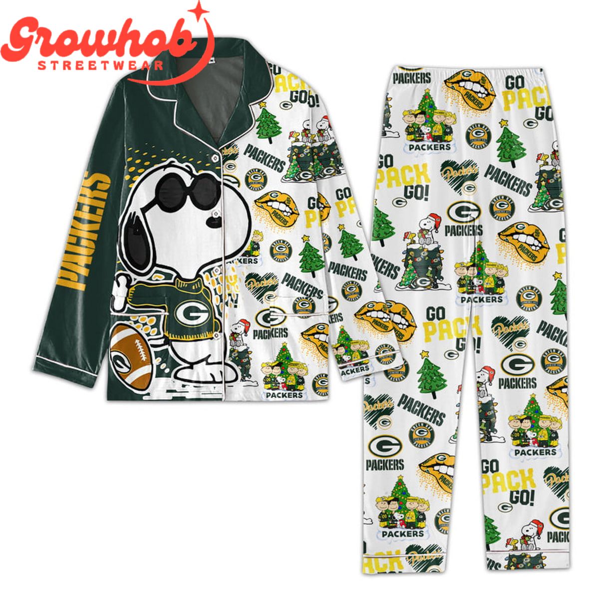 Green Bay Packers Snoopy Polyester Pajamas Set 65b295 0