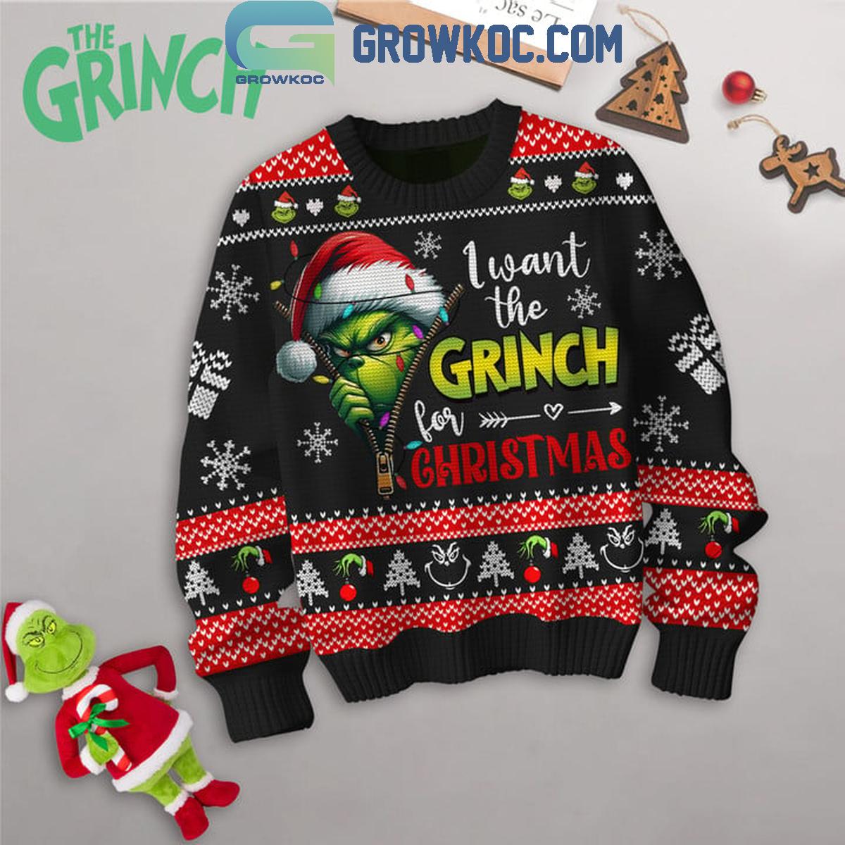 Grinch I Want The Grinch For Christmas Black Ugly Sweater 1 kkKg5