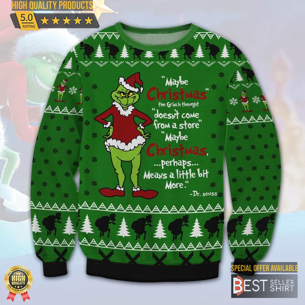 Grinch Quotes Ugly Christmas Sweater Knitted Ugly Sweatshirt Christmas Knitted Sweatshirt