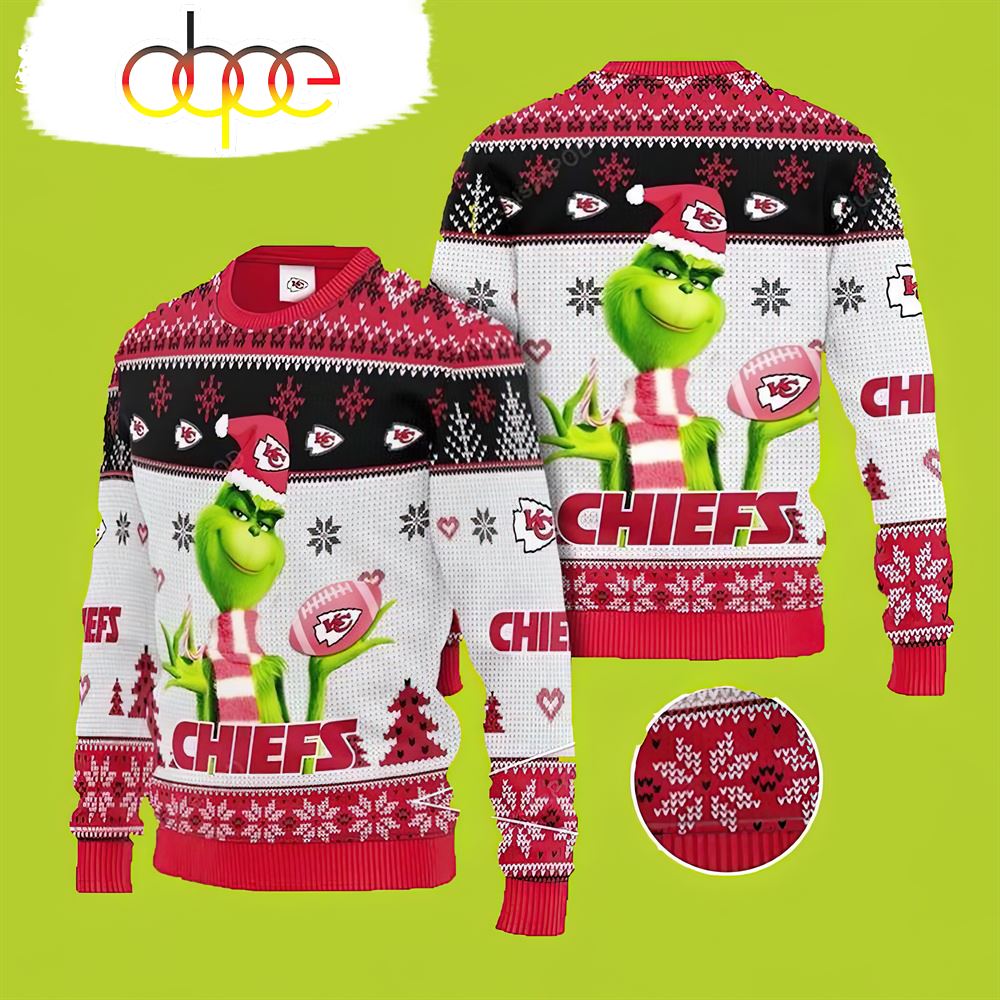 Grinch 3D Kansas City Chiefs Sweater