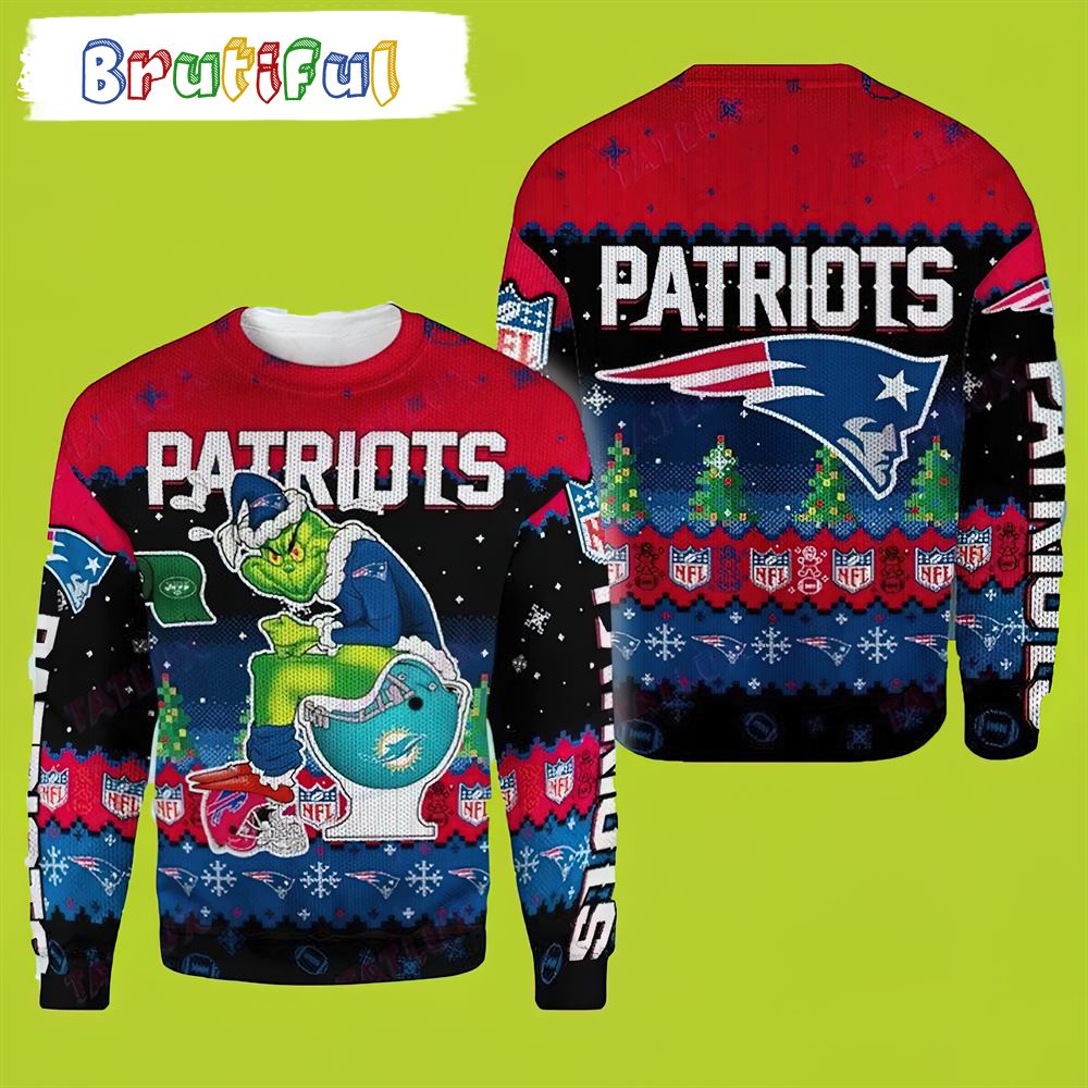 Grinch New England Patriots Christmas Sweater