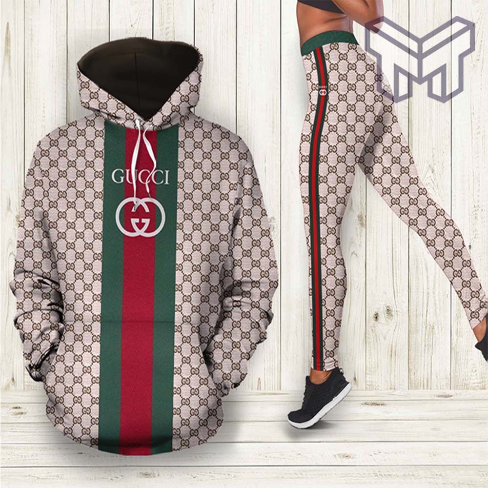 Gucci 3d all over print hoodie leggings set hot 2023