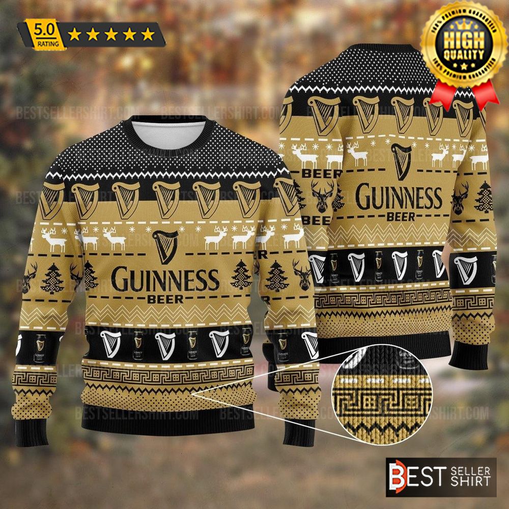 Guinness Beer Logos Deers Christmas Ugly Sweater 1