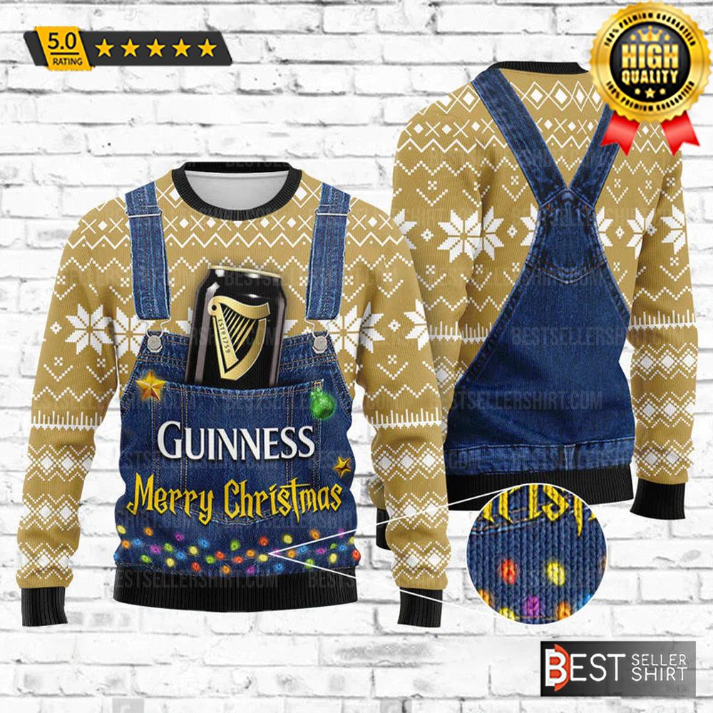 Guinness Beer Logos Denim Merry Christmas Ugly Sweater 1