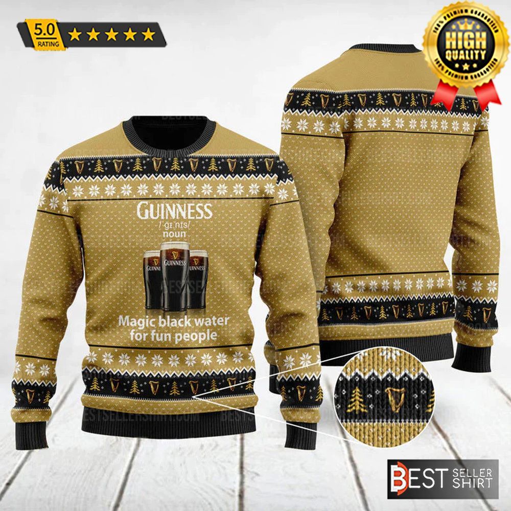 Guinness Beer Logos Magic Black Water Christmas Ugly Sweater 1