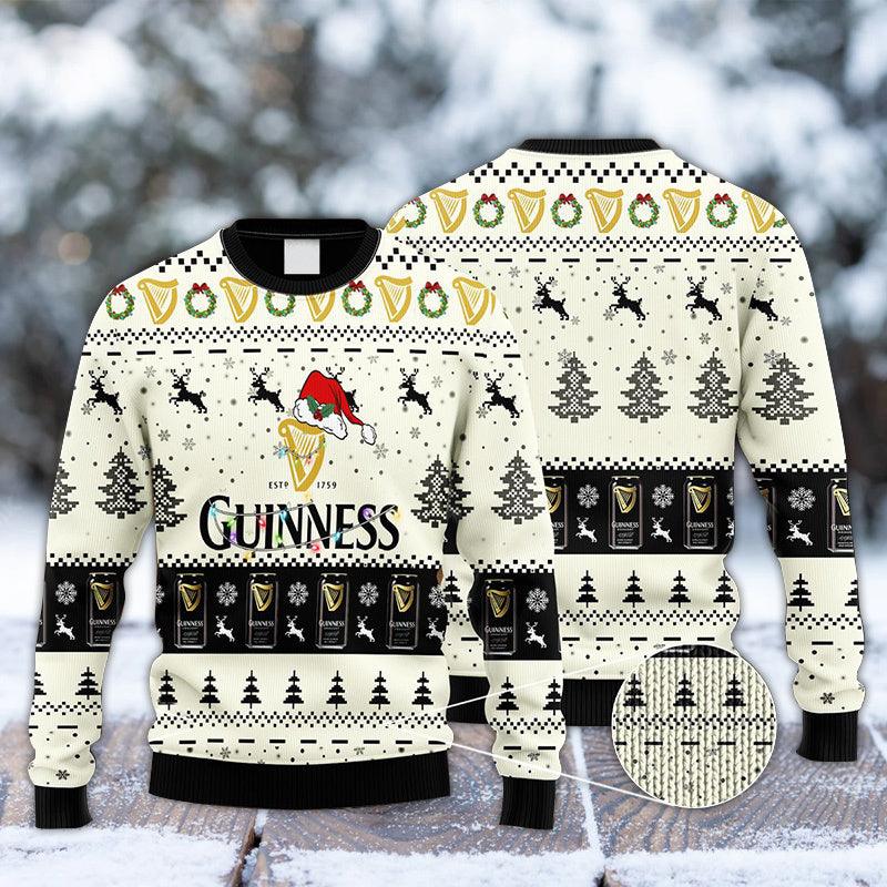 Guinness Santa Hat Christmas Knitted Ugly Christmas Sweater 1