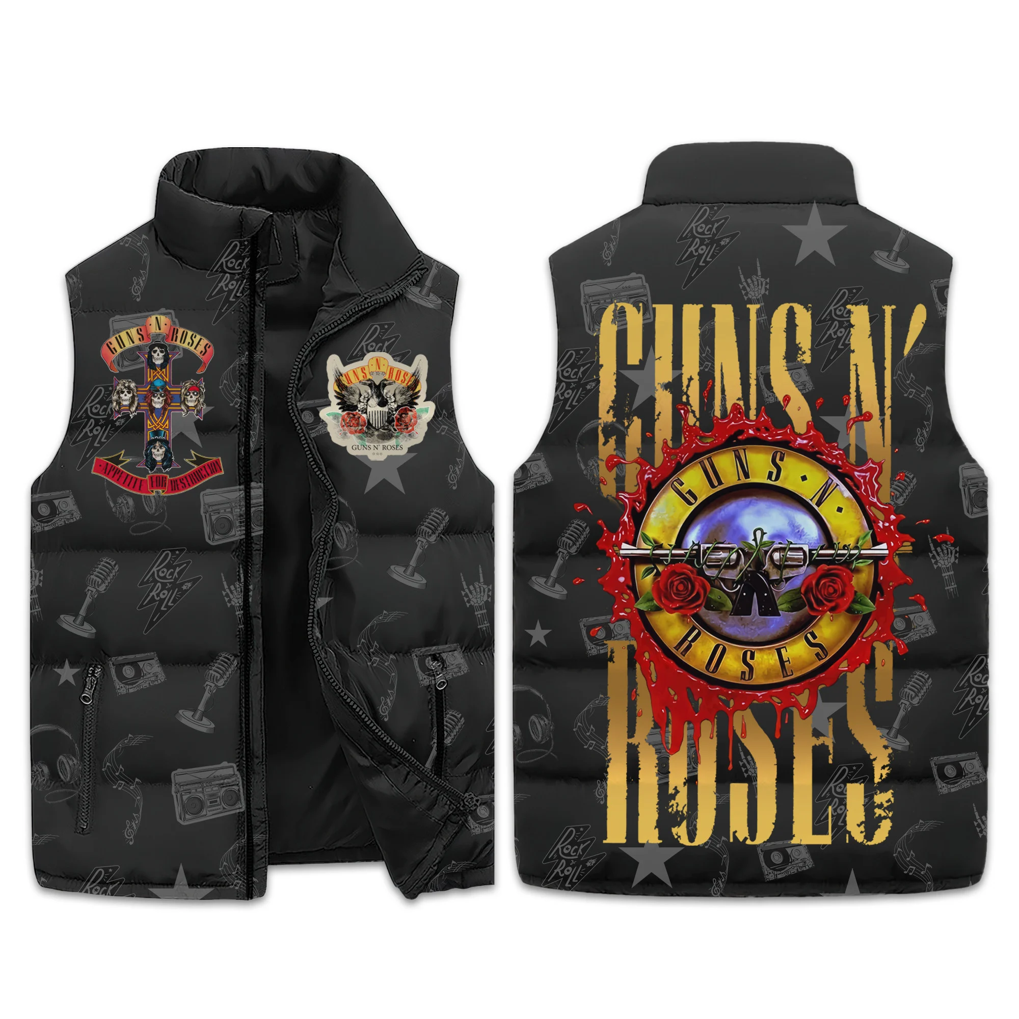 Guns N Roses Puffer Sleeveless Jacket2B1 WEpyW