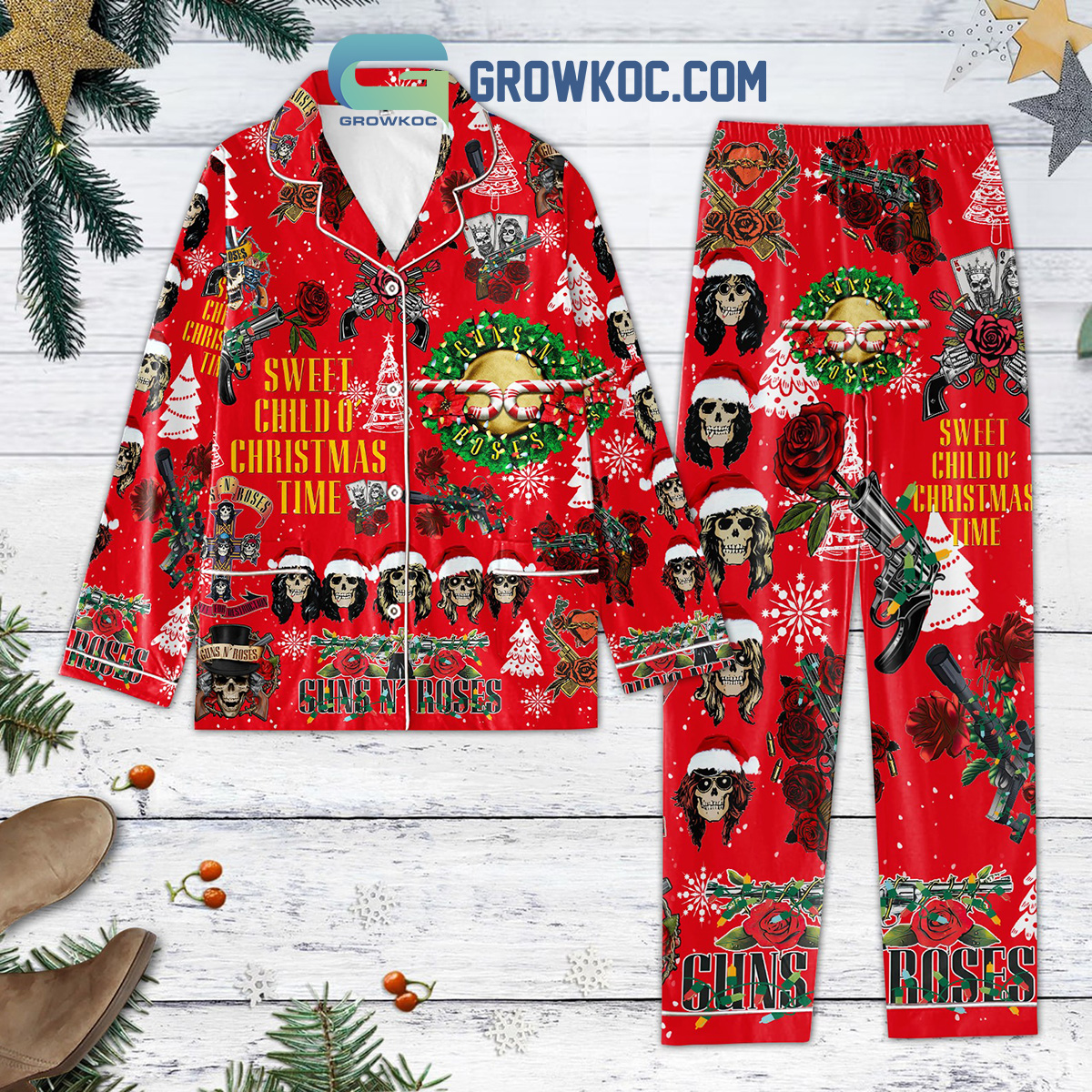 Guns N Roses Sweet Child O Christmas Time Pajamas Set2B1 uafD6