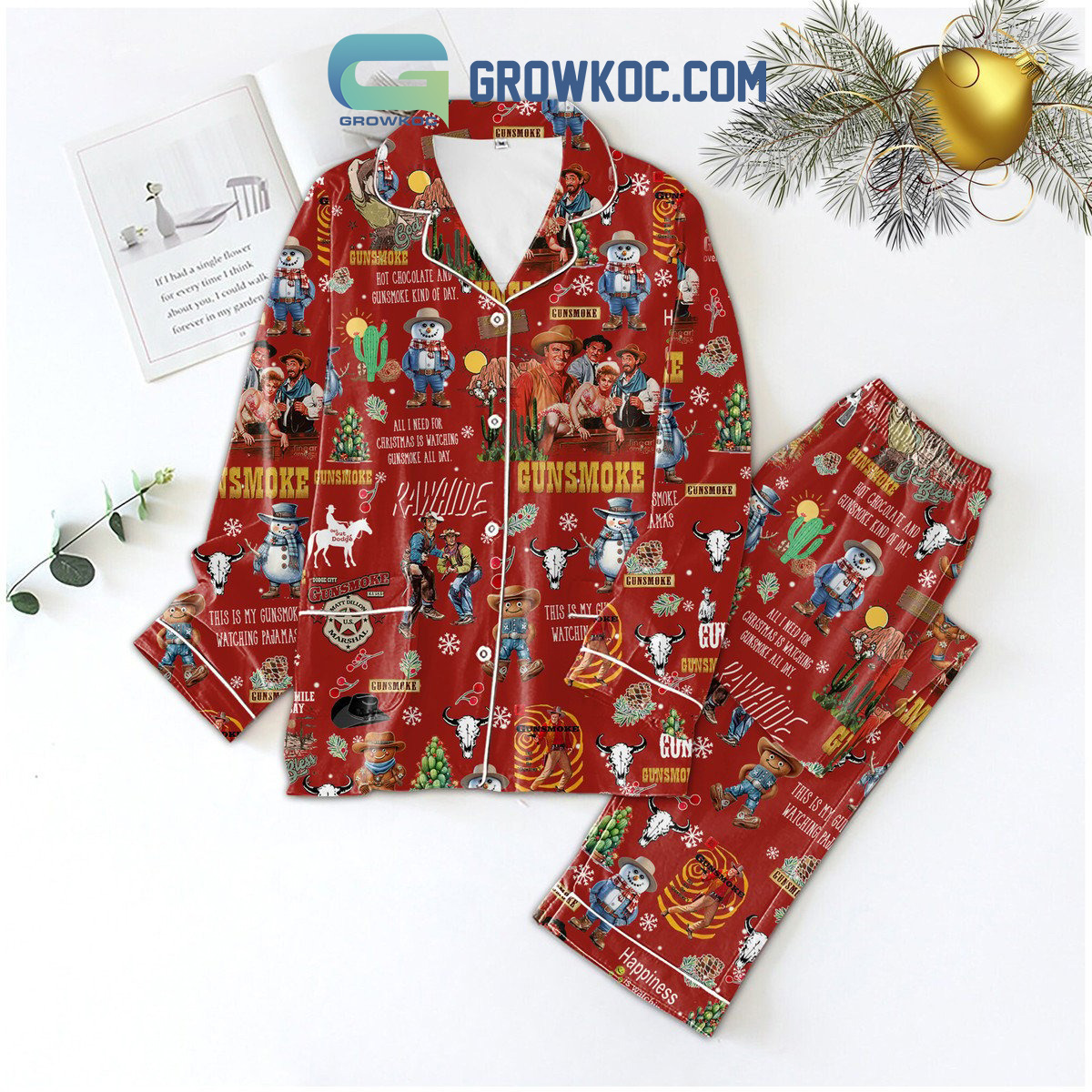 Gunsmoke All I Need For Christmas Is Watching Gunsmoke All Day Pajamas Set2B1 2XUmx