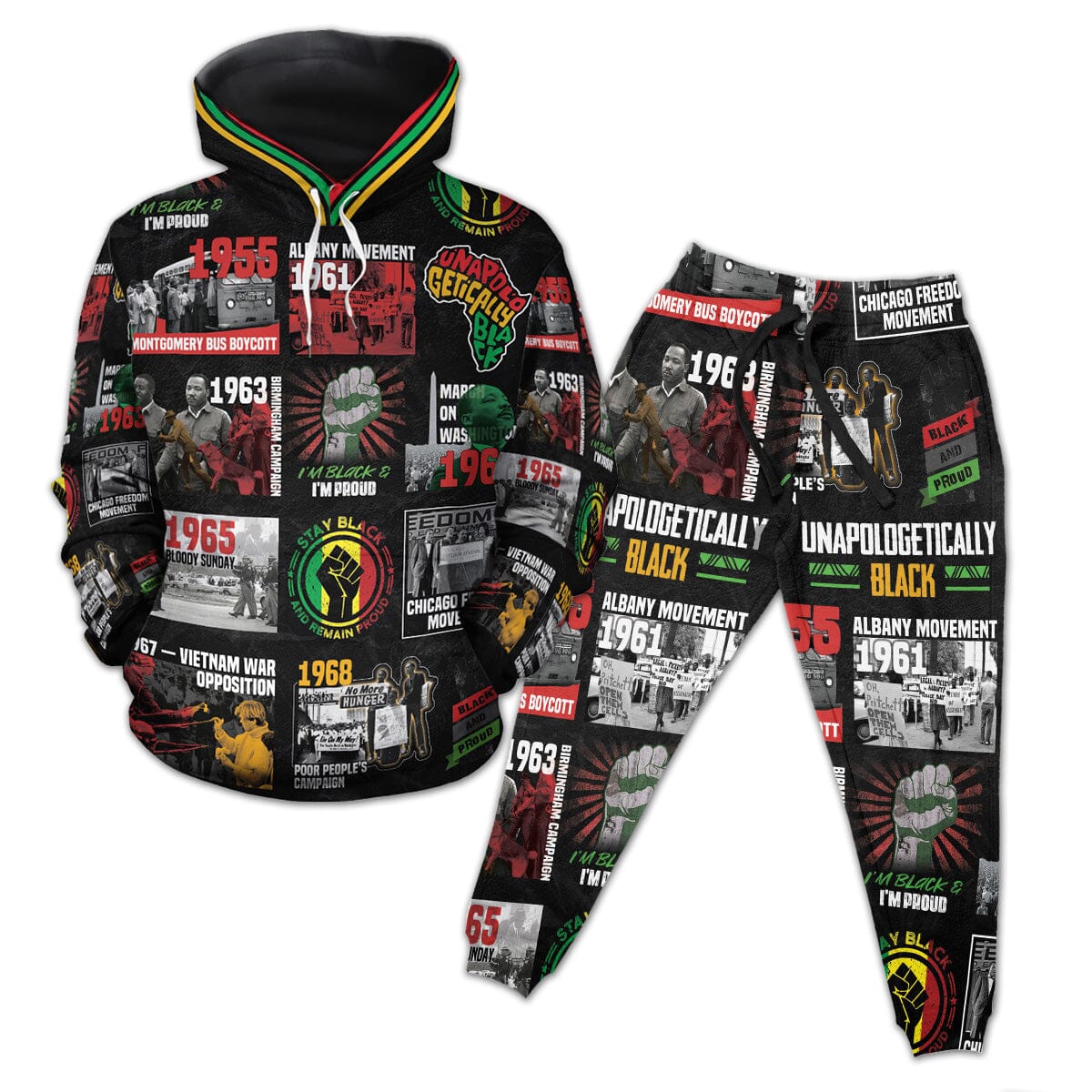 HDE22MNF025LY JOG22MNF004LY CivilRightsMovementPosterArt HoodieJoggersSetmockup