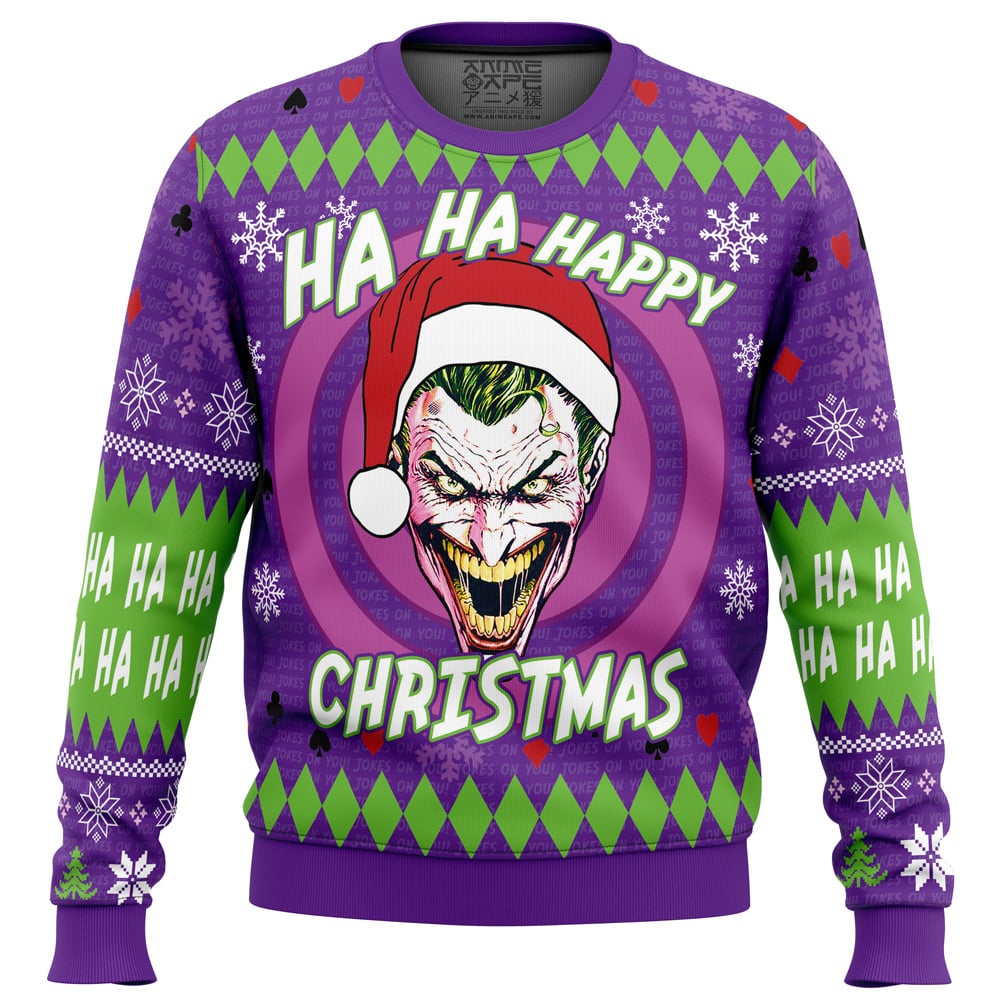 Ha ha ha happy Christmas Joker men sweatshirt FRONT mockup