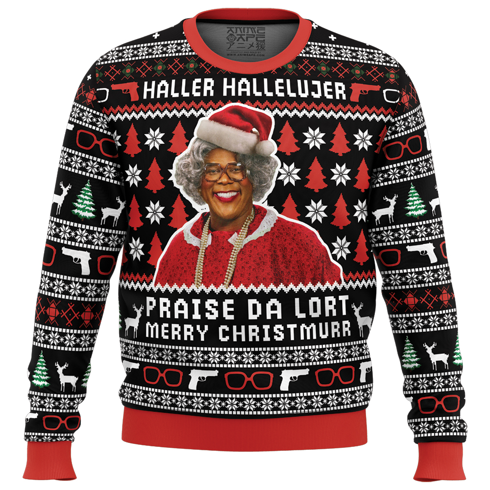 Haller Hallelujer A Medea Christmas Ugly Christmas Sweater FRONT mockup