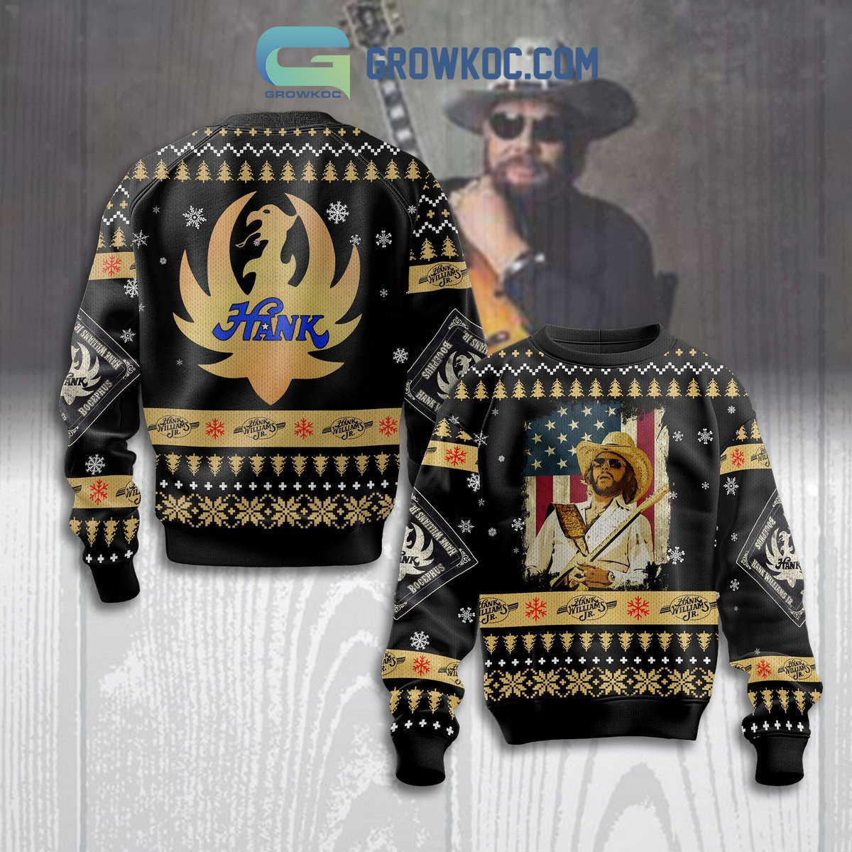 Hank Williams Jr. A Country Boy Can Survive Ugly Sweater2B1 Da57S