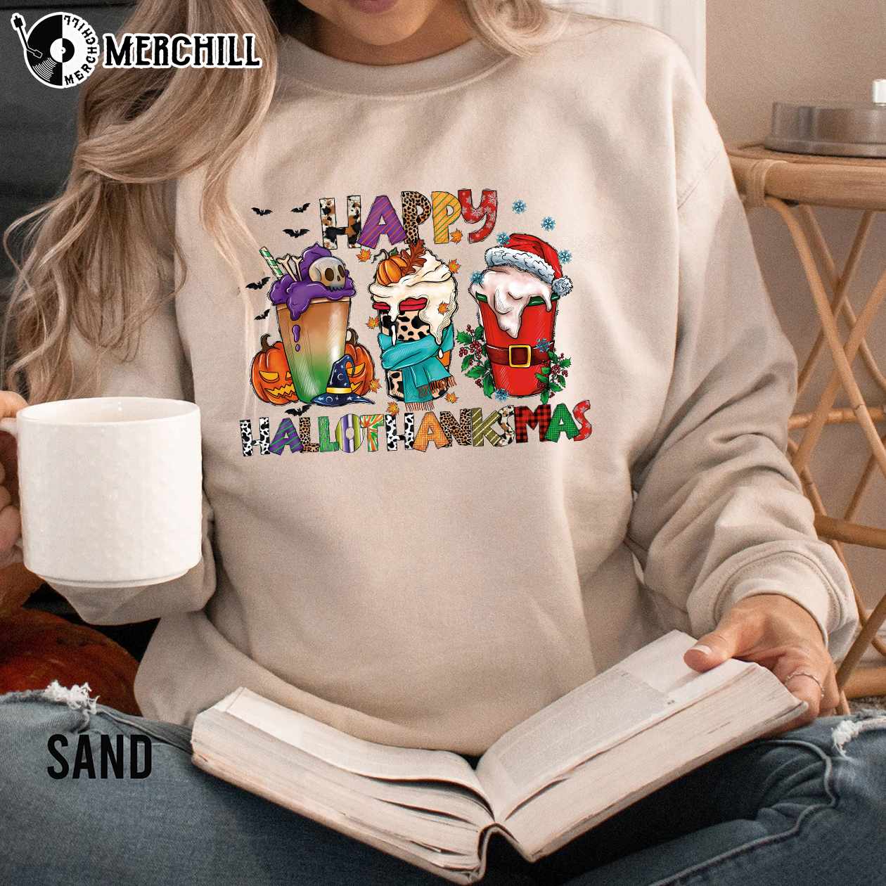 Happy Hallothanksmas Shirt Halloween Sweatshirt