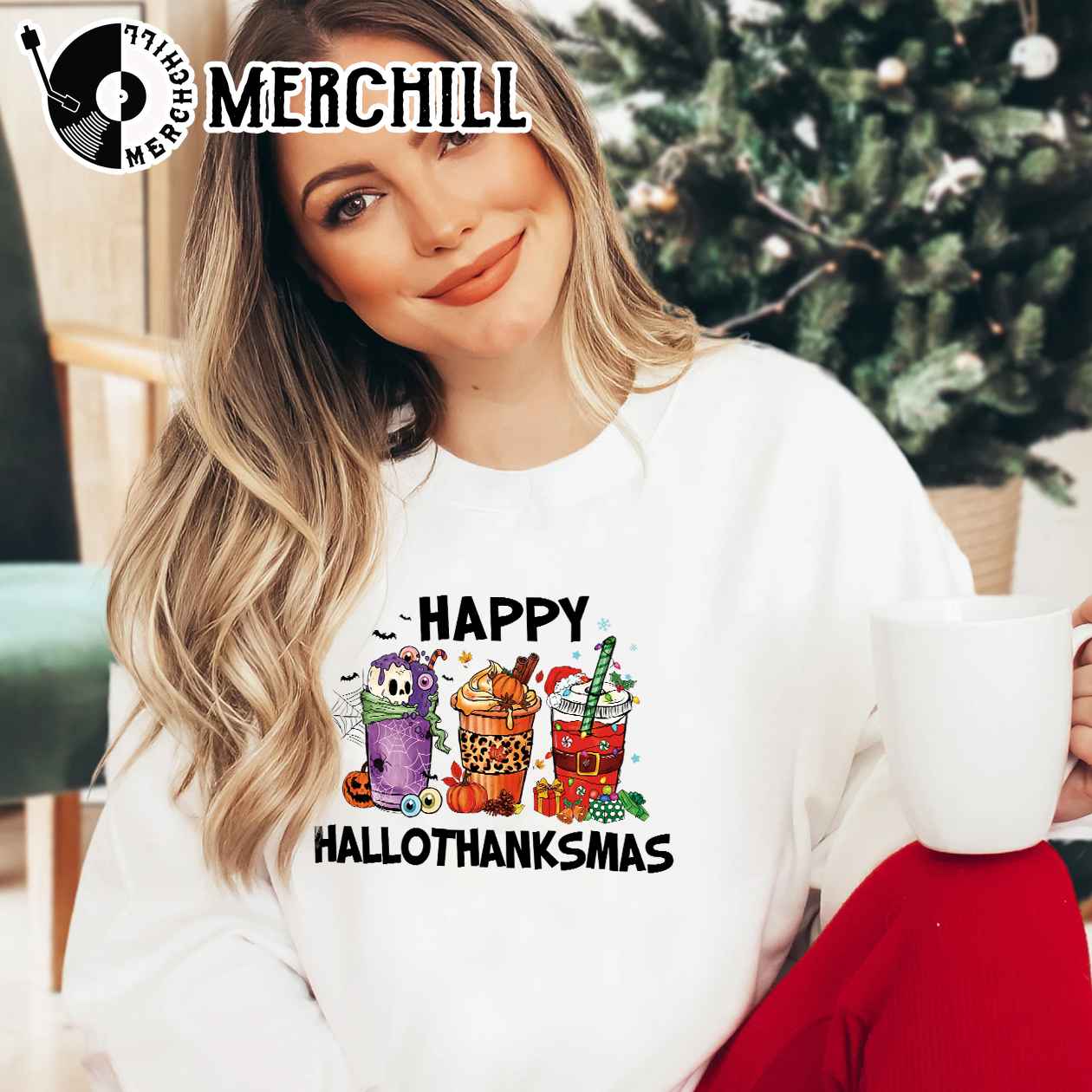 Happy Hallothanksmas Sweatshirt Cute Christmas Sweater 4