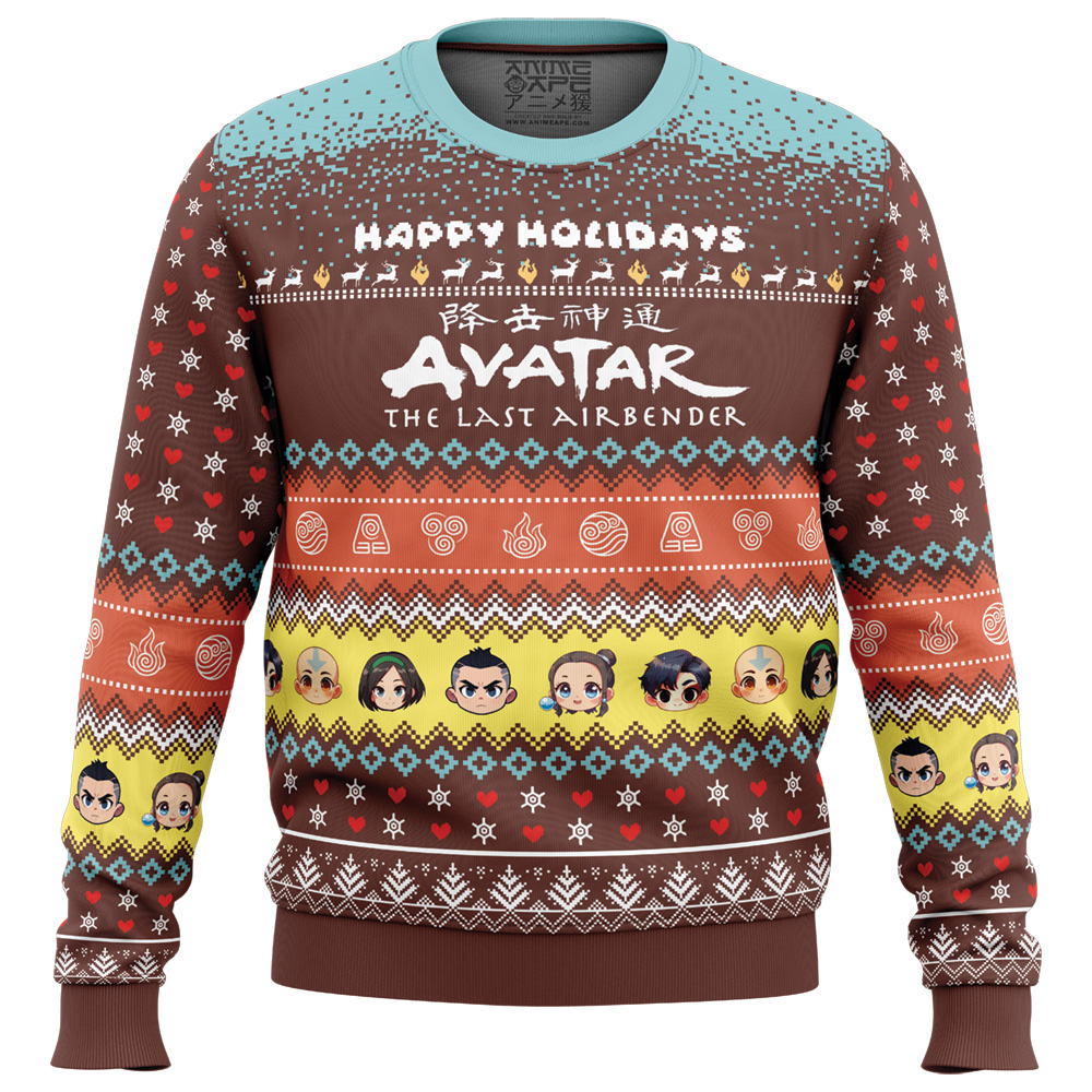 Happy Holidays Avatar Ugly Christmas Sweater FRONT mockup