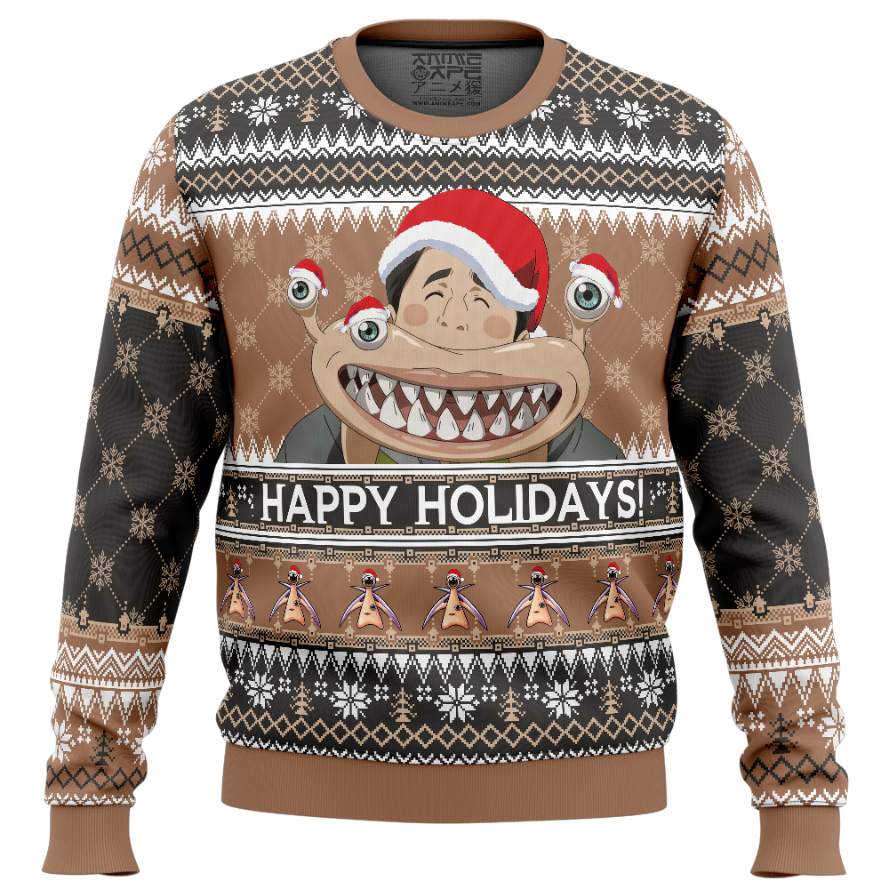 Happy Holidays Parasyte The Maxim Ugly Christmas Sweater FRONT mockup