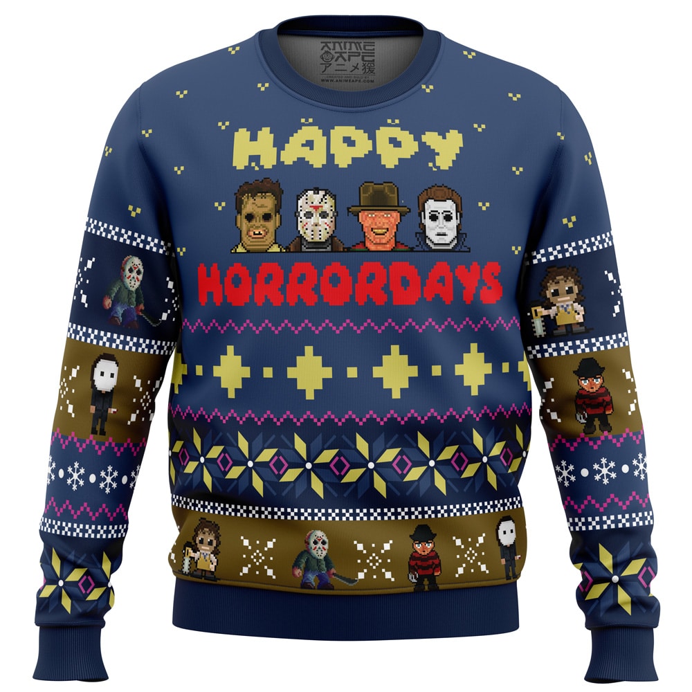 Happy Horrordays Halloween PC Ugly Christmas Sweater front mockup