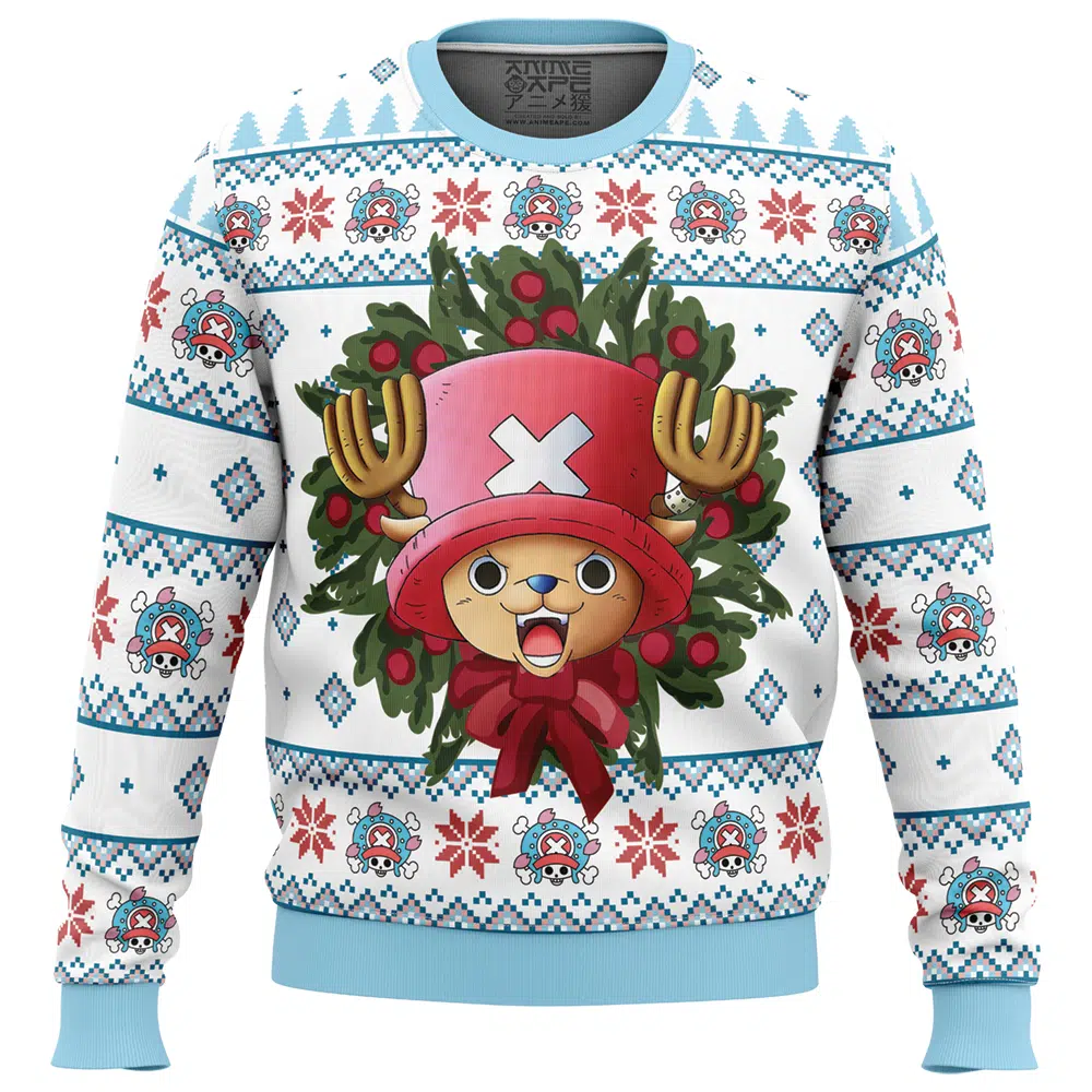 Happy Tony Tony Chopper One Piece Ugly Christmas Sweater FRONT mockup