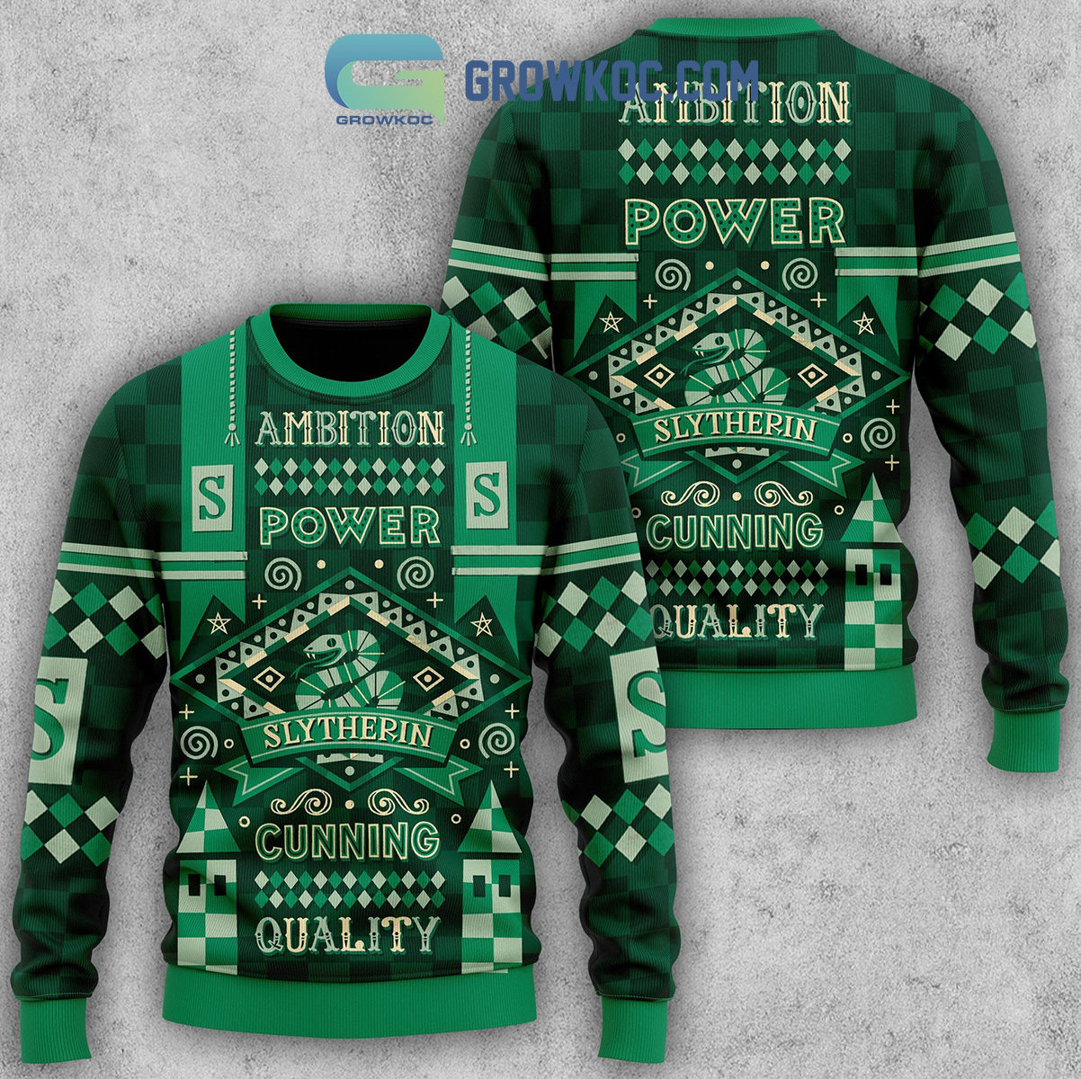 Harry Potter Ambition Power Slytherin Cunning Quality Christmas Ugly Sweater2B1 xu0fz