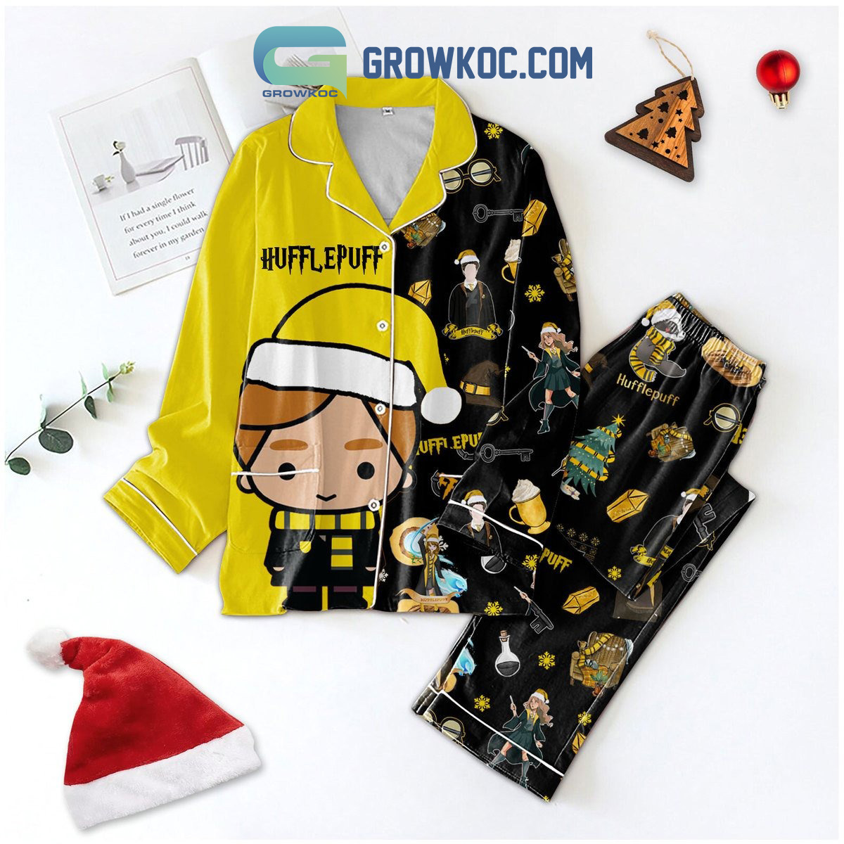 Harry Potter Hufflepuff Christmas Pajamas Set2B1 WoOzL