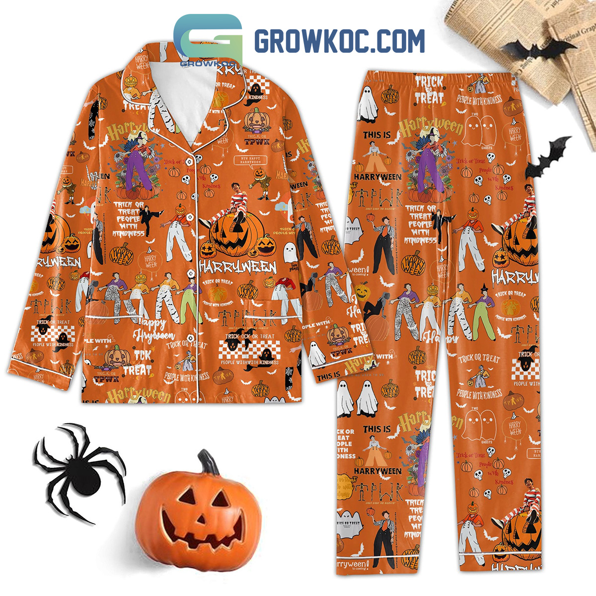 Harry Styles Harryween Trick Or Treat People With Kindness Pajamas Set2B1 96Rhw