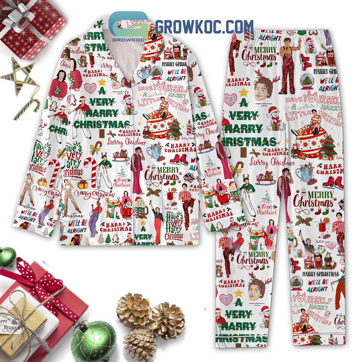 Harry Styles Merry Christmas Well Be Alright Pajamas Set2B1 pGqcN