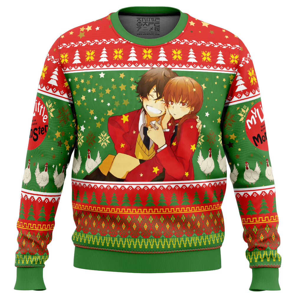 Haru and Shizuku My Little Monster Ugly Christmas Sweater FRONT mockup