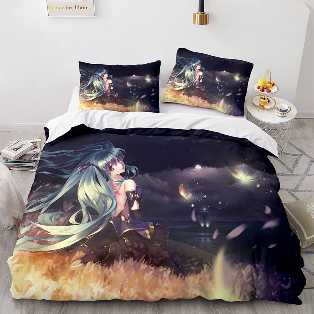 HatsuneMikuCosplayBeddingSetFullDuvetCoverComforterBedSheets 10