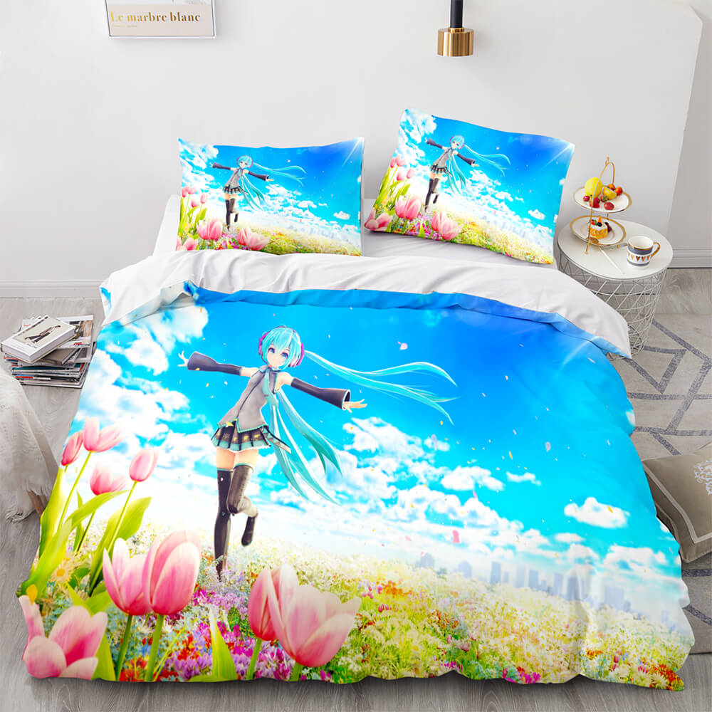 HatsuneMikuCosplayBeddingSetFullDuvetCoverComforterBedSheets 9