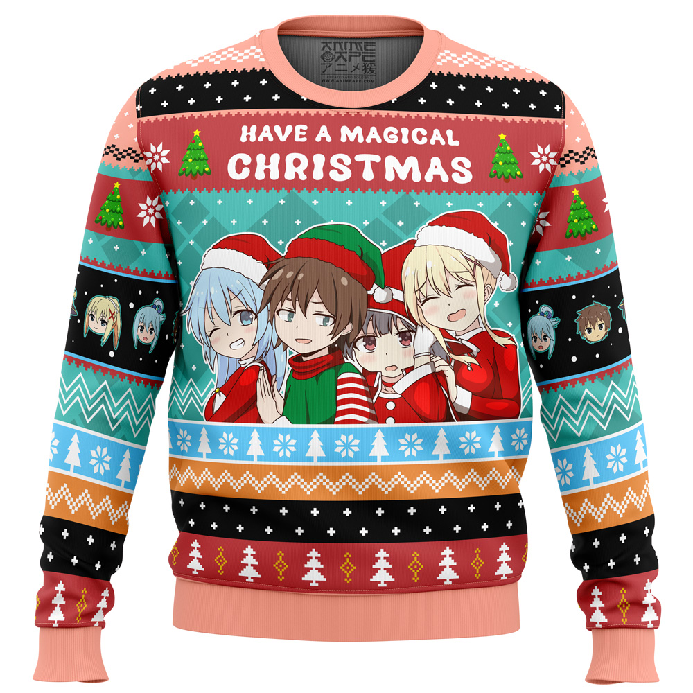 Have A Magical Christmas Konosuba Ugly Christmas Sweater FRONT mockup