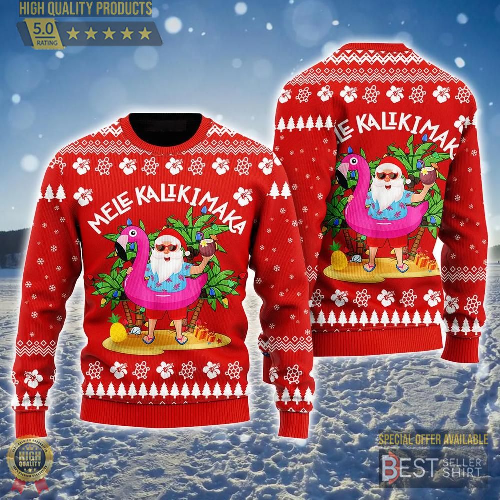 Hawaiian Santa Ugly Sweater Mele Kalikimaka Ugly Sweater Christmas Gifts 1